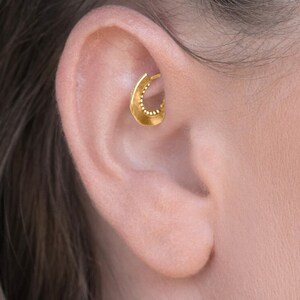 Rook Earring, Rook Piercing Jewelry, 14k Gold Rook Earring, 14k Tribal Piercing, Daith Earring, Tribal Rook, Tribal Daith, 18g, 20g, Indian