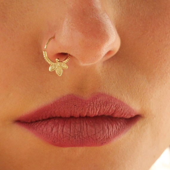 14k Gold Nose Ring Solid Gold Nose Hoop Indian Nose Hoop Etsy