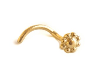 14k Gold Tragus Earring, Gold Tragus Earring, 14k Gold Tragus Piercing, Flower Tragus Jewelry, Cute Piercing, Boho, 23g, 22g, 20g, 18g, 16g