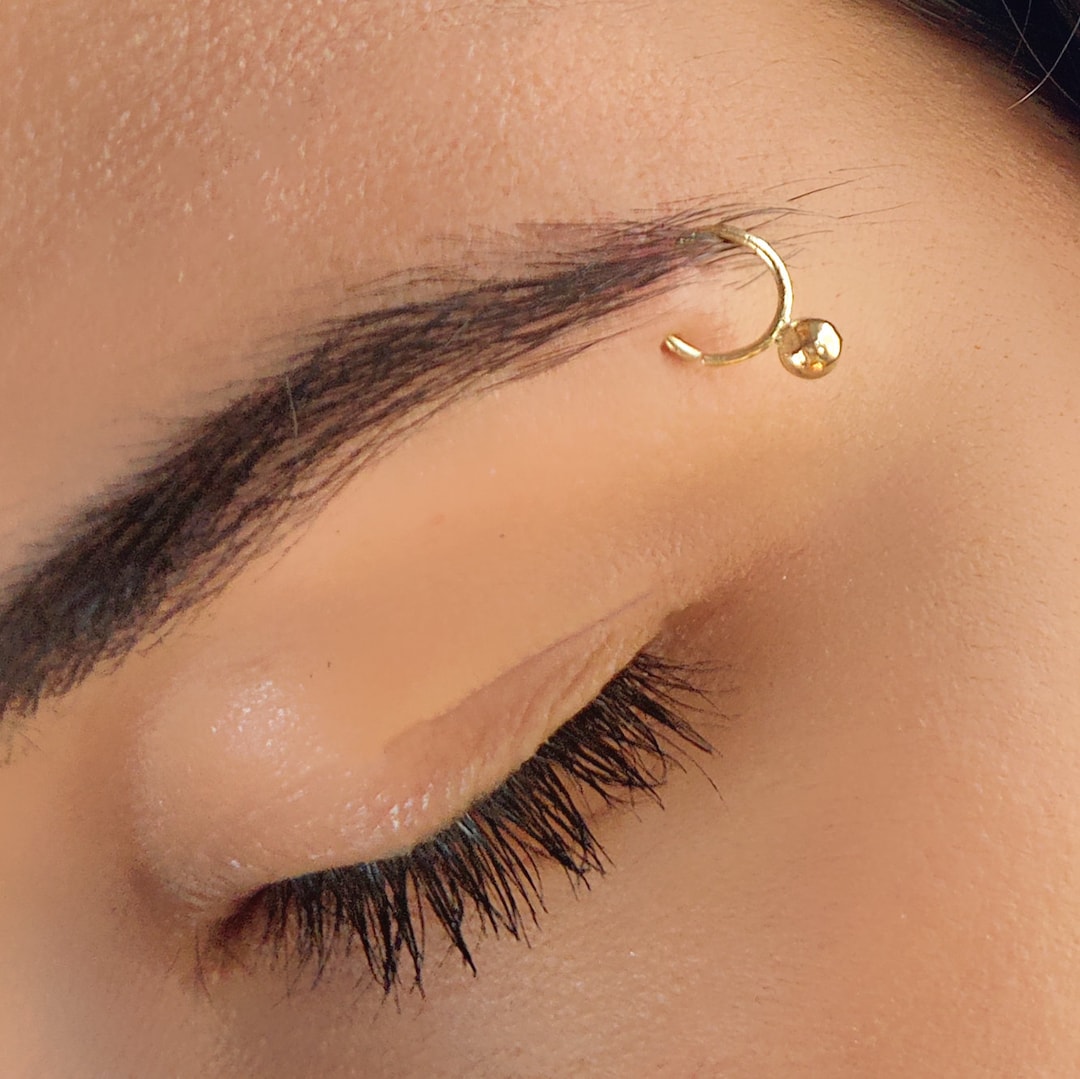 14k Gold Eyebrow Ring Unique Gold Piercing Eyebrow Piercing 14k Gold Piercing Jewelry Body Piercing Jewelry Tribal Eyebrow Piercing 20g Etsy