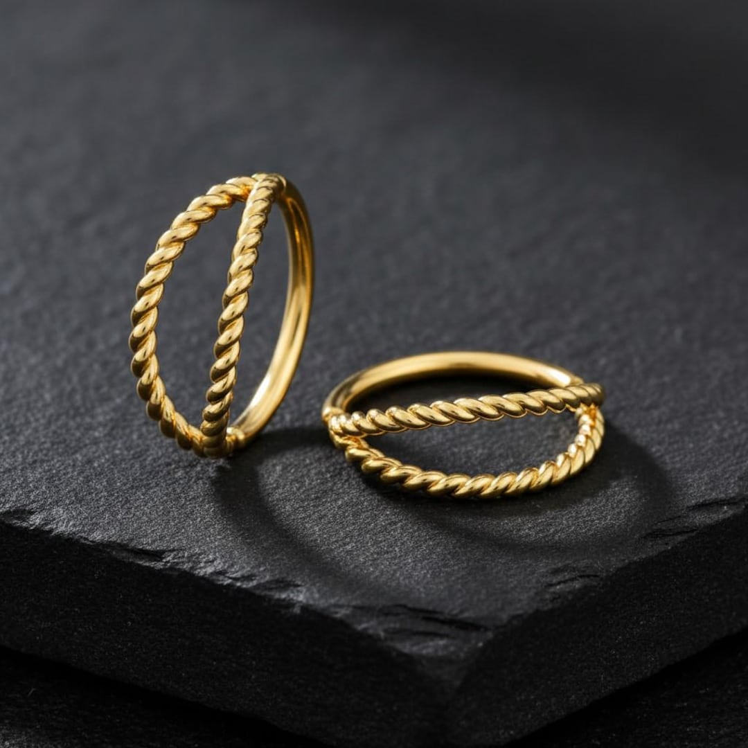 Braided Nose Ring, Double Nose Ring, Solid Gold Nose Ring, 14K Gold ...
