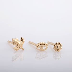 Earring Set, Tiny Earrings, Stud Earrings, Tiny Gold Earrings, Small Stud Earrings, Post Gold Earrings, Boho Earrings, Set of 3 Earrings