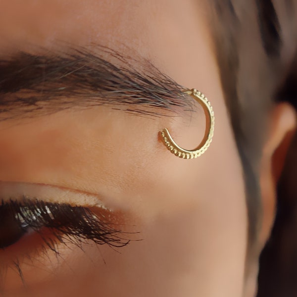 Eyebrow Jewelry, Eyebrow Piercing, Eyebrow Ring, Gold Eyebrow Ring, Solid Gold Piercing, 14k Gold Piercing Jewelry, Gold Eyebrow Jewelry