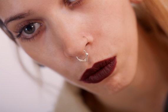 Indian septum Tribal septum Gold septum Indian nose ring Triangle hoop Unique septum Triangle septum jewelry Silver septum