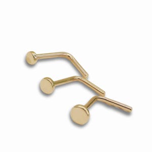 Dot Nose Stud, Minimalist Nose Stud, Tiny 14k Gold Nose Stud, Solid Gold Nose Stud, Small Nose Stud, Flat Dot Nose Stud, Tiny Gold Nose Pin