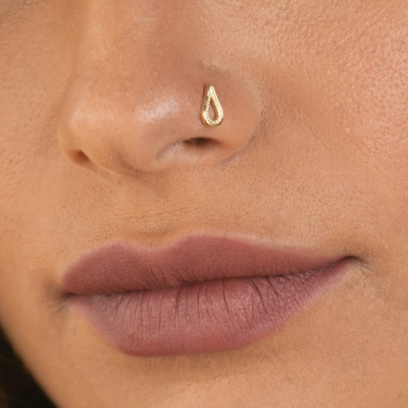 14K Gold Nose Stud Indian Nose Stud Boho Nose Stud Large Etsy