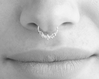 Silver Septum Ring, Septum Jewelry, Unique Septum, Silver Nose Ring, Tribal Septum, Indian Septum, Cartilage Piercing, Daith Hoop, 18g, 20g