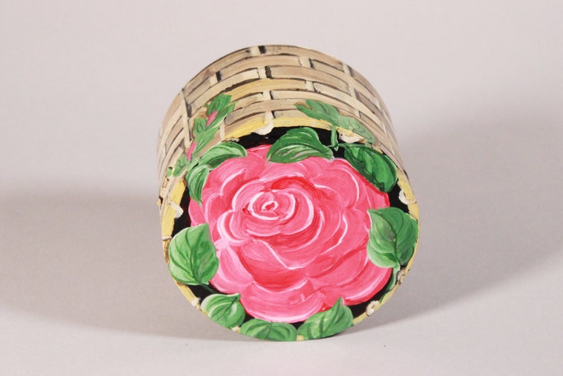 Pink rose flower jewelry keepsake wedding box with basket Etsy