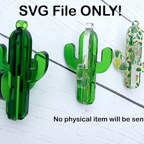 3D Cactus Earring SVG Glowforge Cut File