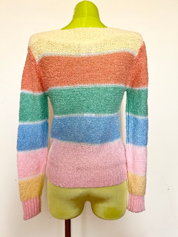 70’s Skiva Pastel Rainbow Color Block Long Sleeve… - image 4
