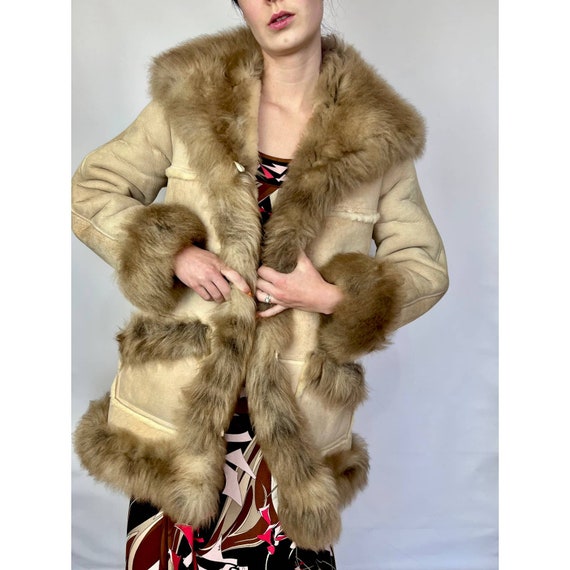 70s Overland Shearling Sheepskin Suede 