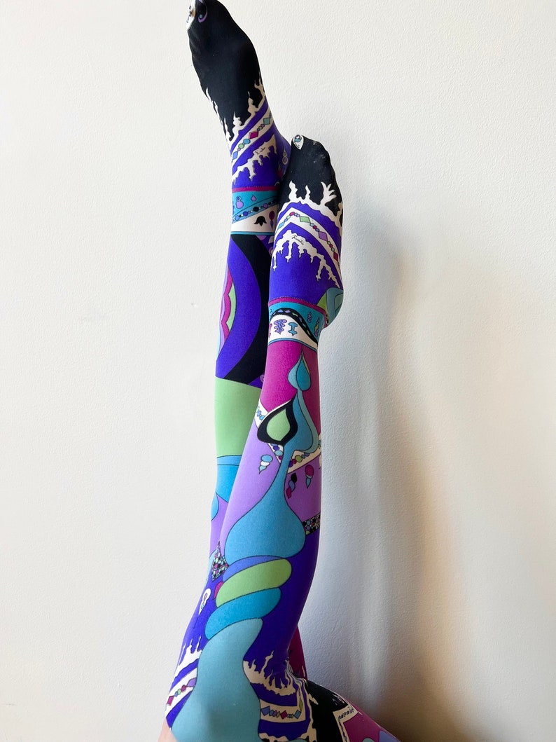 60s Psychedelic Emilio Pucci Graphic Print Tights Hose image 7
