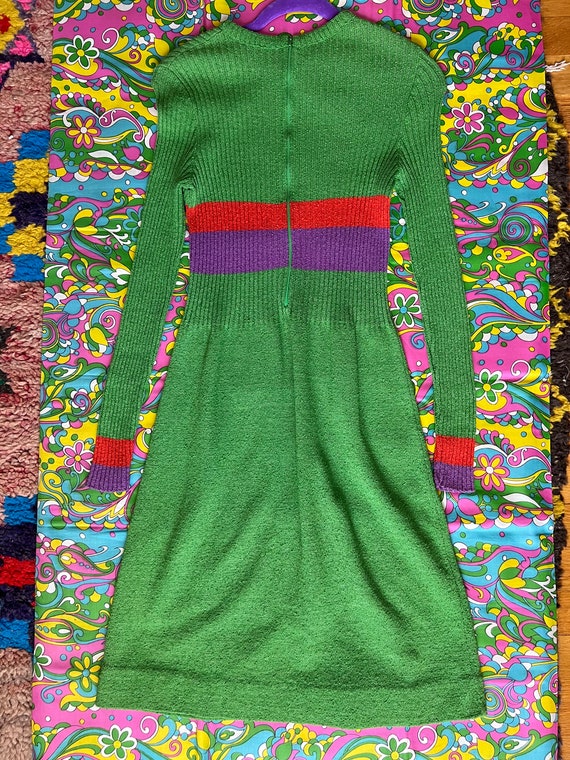 70’s Bright Green Tricots Youth Guild Rainbow Str… - image 5