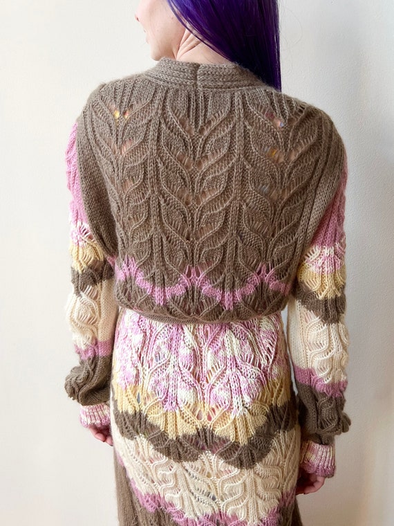 Y2K Missoni Wool Mohair Brown Cream Pink Hand Kni… - image 4