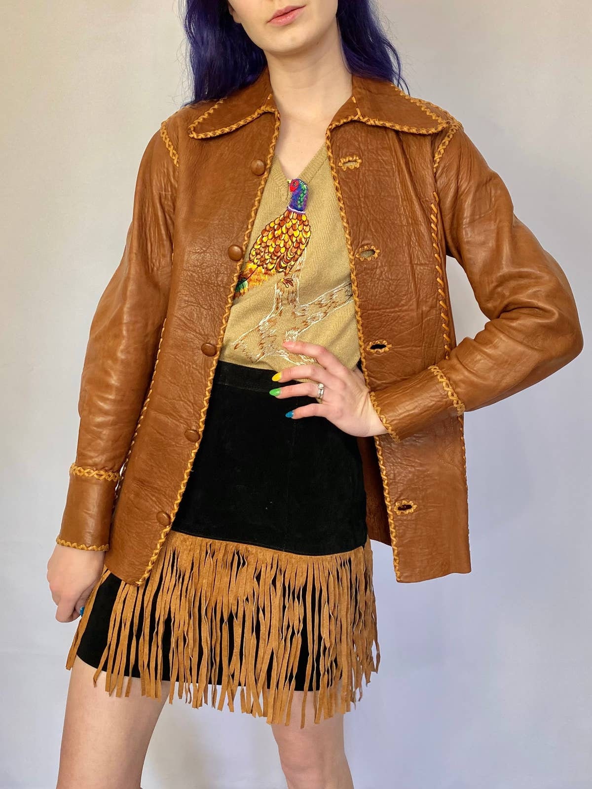 70s Rare North Beach Leather Handmade Brown Leather Jacket - Etsy