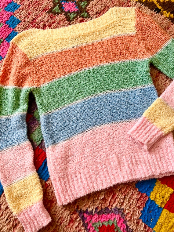 70’s Skiva Pastel Rainbow Color Block Long Sleeve… - image 6