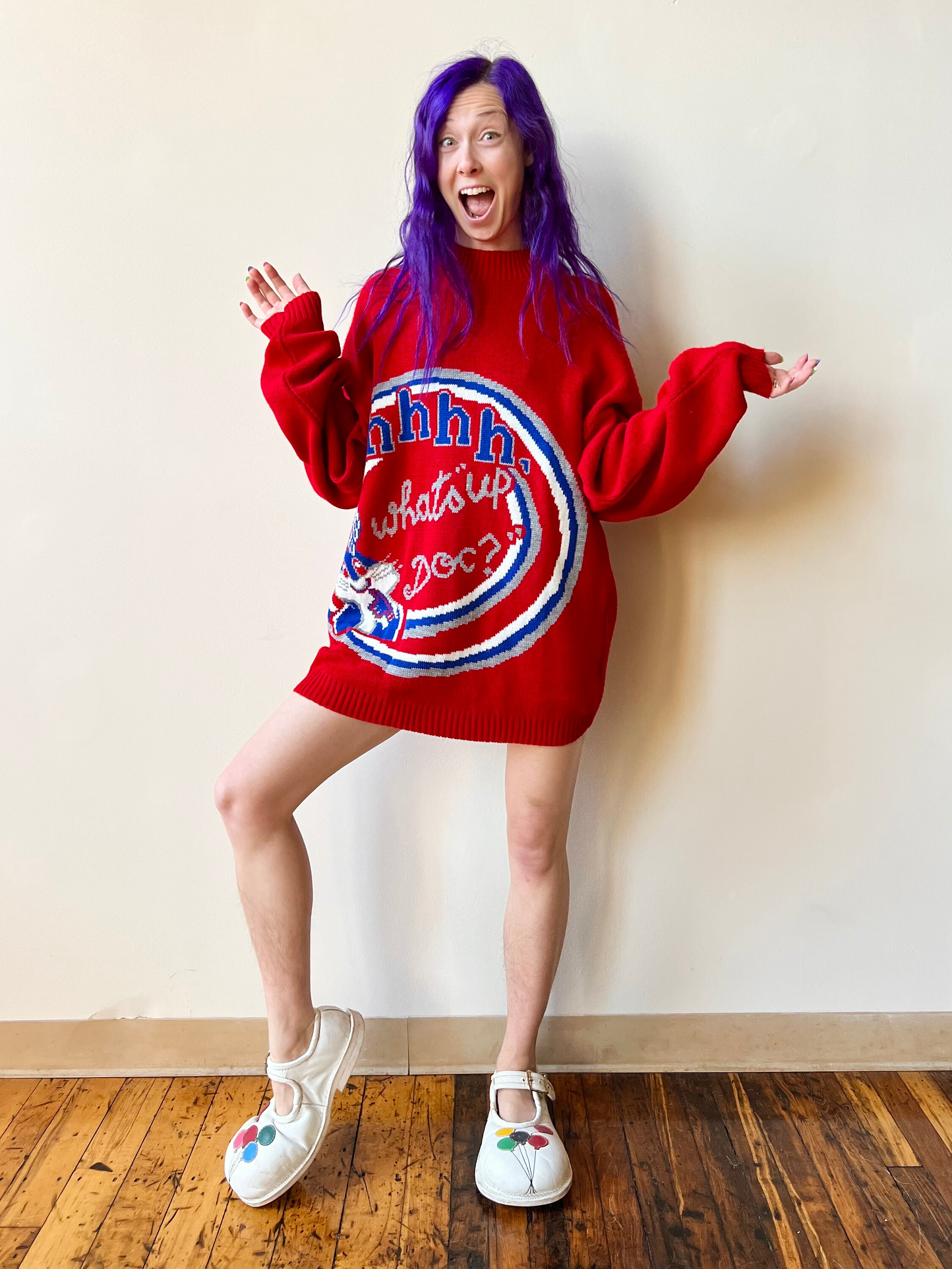 90's Iceberg Jeans Italian Knit Looney Tunes Bugs Bunny Eh