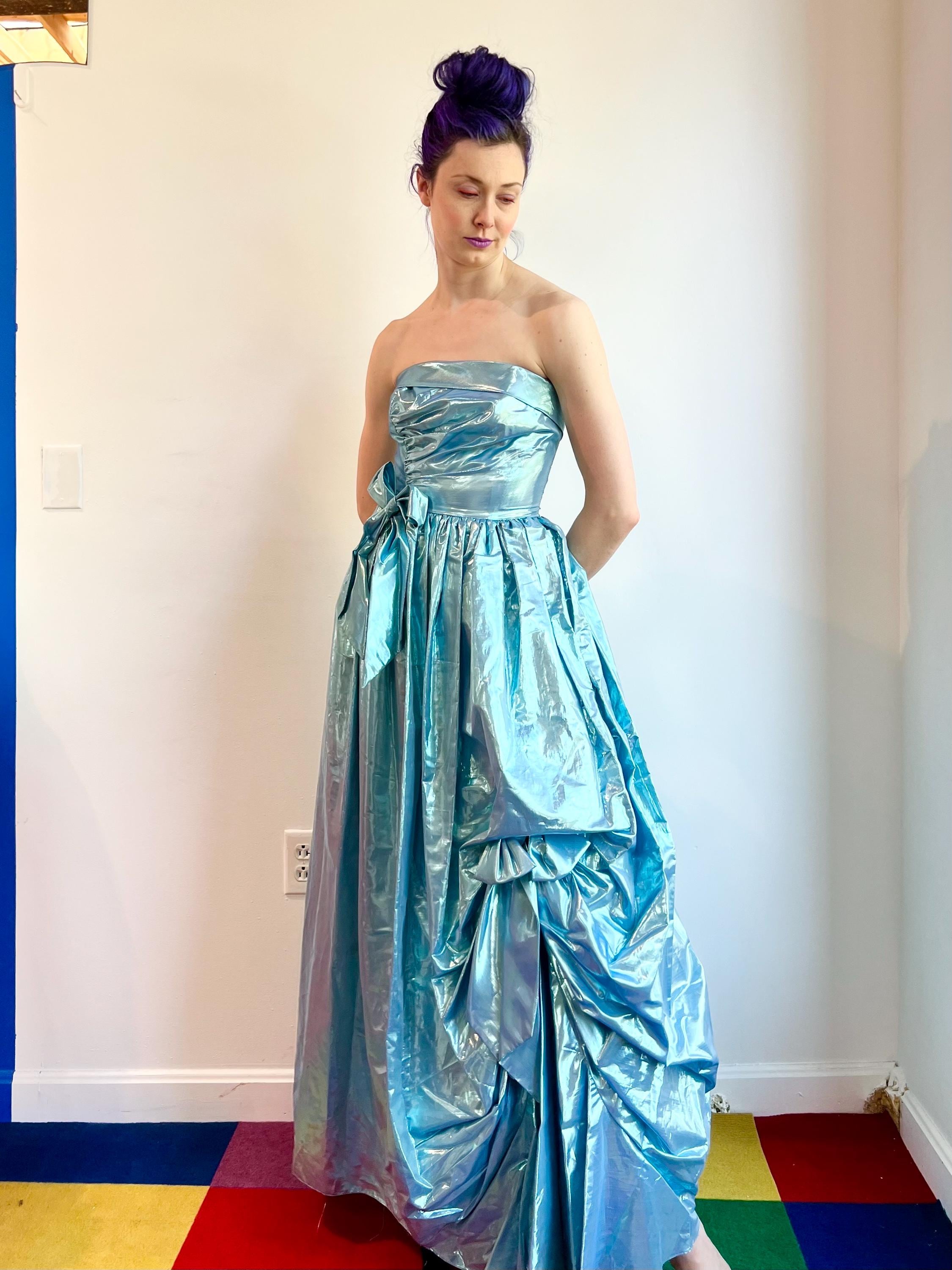 blue lame dress Ball gown