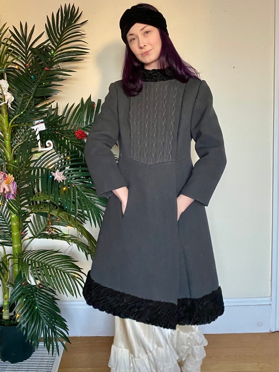 60’s Mongolian Curly Lamb Wool Structured Coat