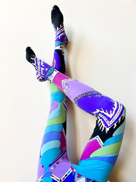 60s Psychedelic Emilio Pucci Graphic Print Tights Hose 