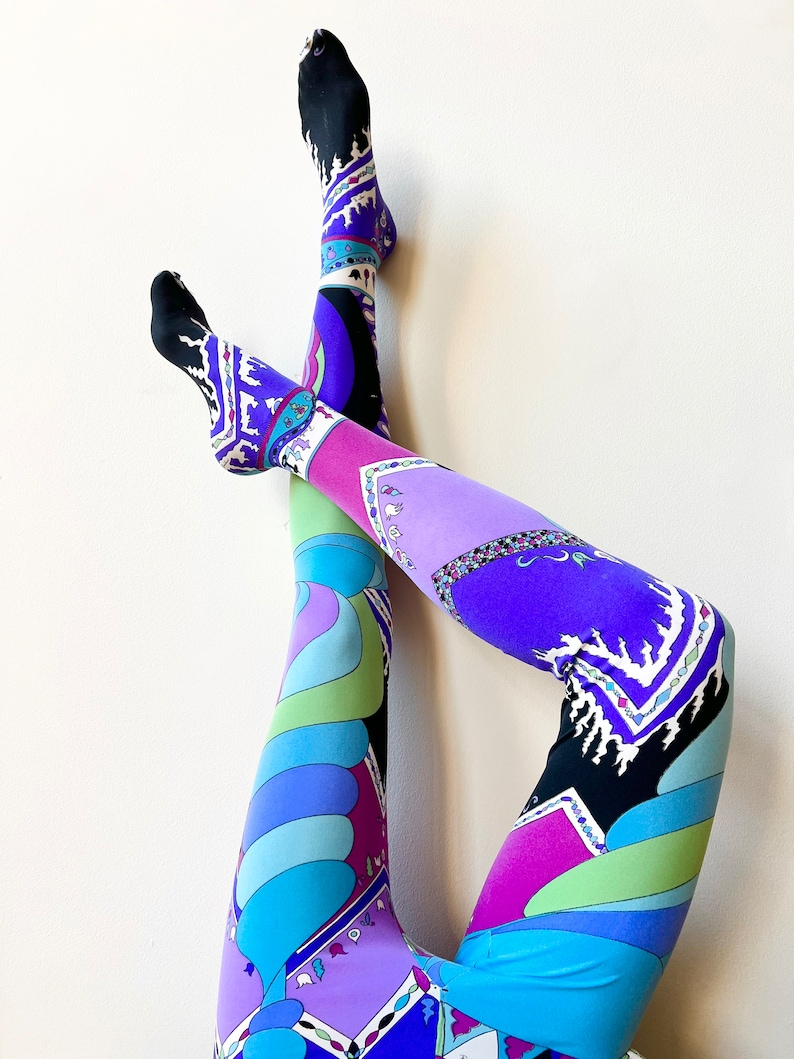 60s Psychedelic Emilio Pucci Graphic Print Tights Hose image 1