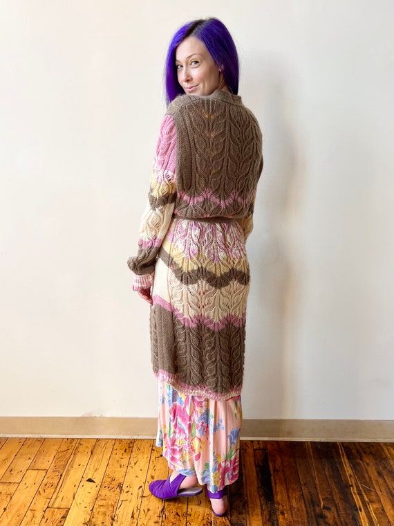 Y2K Missoni Wool Mohair Brown Cream Pink Hand Kni… - image 3