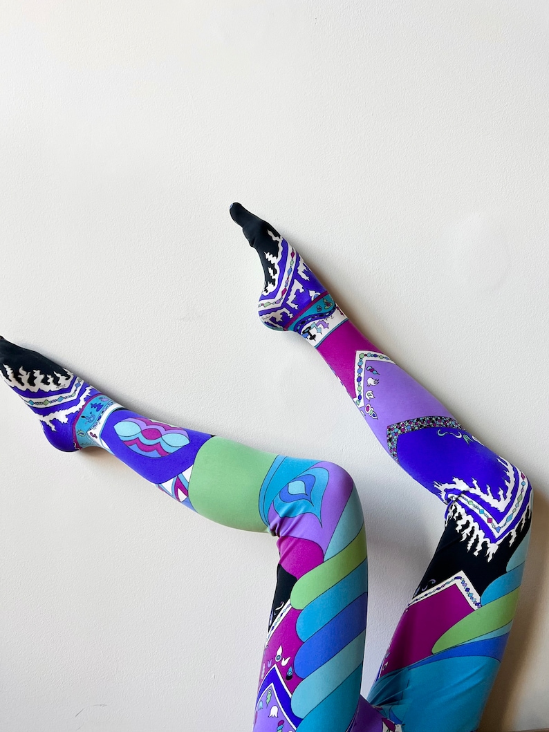 60s Psychedelic Emilio Pucci Graphic Print Tights Hose image 2