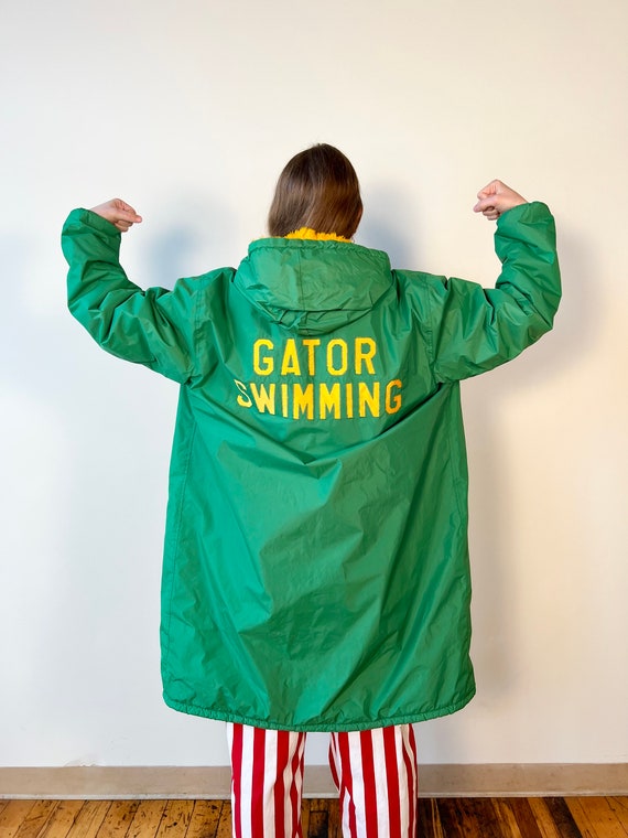 90’s Bright Kelly Green Yellow Faux Fur Gator Swim