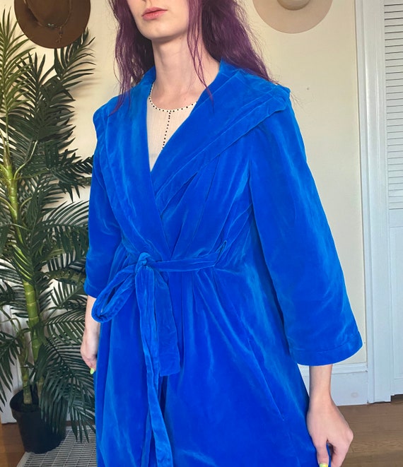 Blue Velvet Robe Chore Coat Vintage 60’s