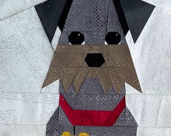 Airedale Dog Quilt Paper Pieced Block, PDF Instant Download