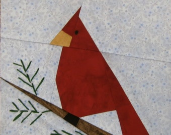 Cardinal Quilt Block Pattern: 6" Paper Pieced Bird (PDF Pattern)