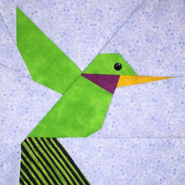 Hummingbird Paper Pieced Block Pattern in PDF