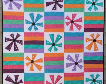 Flower Frenzy Paper Pieced Quilt Pattern in PDF