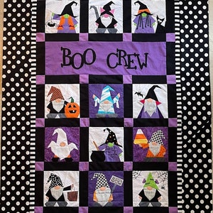 BOO CREW GNOMES Paper Pieced Quilt Pattern in pdf