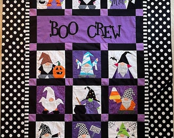 BOO CREW GNOMES Paper Pieced Quilt Pattern in pdf