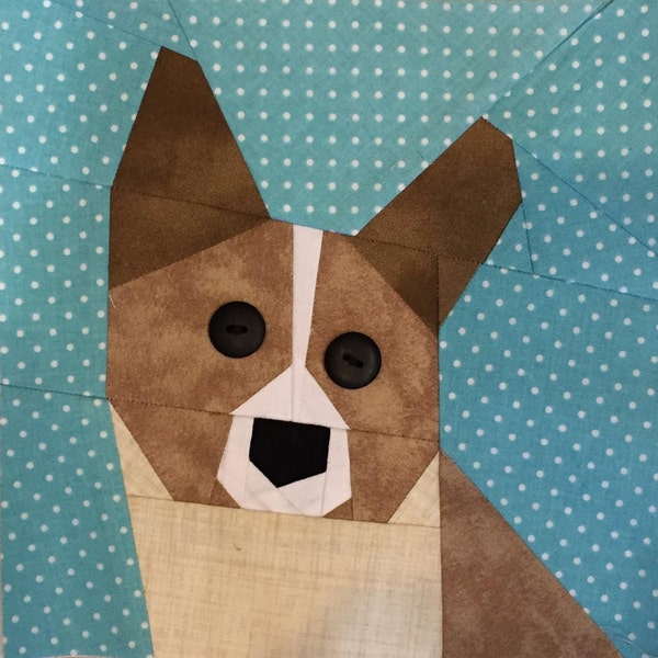 Corgi Paper Pieced Block Pattern in PDF