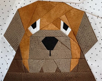 MASTIFF Paper Pieced Block Pattern, PDF, Instant Download, Quilt Block Pattern, Foundation Pieced, Dog Quilt Block