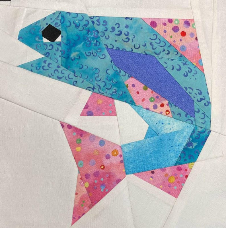 Free Patchwork Fish Pattern Salmon Fish Block Paper Pieced Pattern: 8x8 Quilt (PDF Download) - Etsy