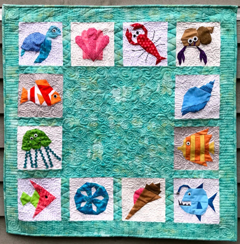 UNDER The SEA Paper Pieced Quilt Pattern in PDF image 1