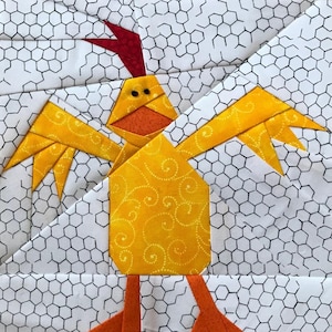 HEN PAPER PIECED Block Pattern in pdf, Chicken Paper Pieced Pattern, Foundation Pieced, Made By Marney, Chicken Quilt Block Pattern