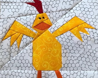 Hen Paper Pieced Block Pattern: Chicken Quilt (PDF Pattern, 8"x8")