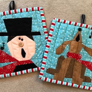 CAROLING BUDDIES Paper Pieced Potholder Patterns in PDF