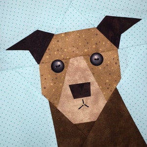 Pit Bull Paper Pieced Block Pattern in PDF