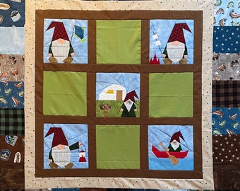Camping Gnomes Quilt Pattern: Paper Pieced Wall Hanging (PDF Pattern)