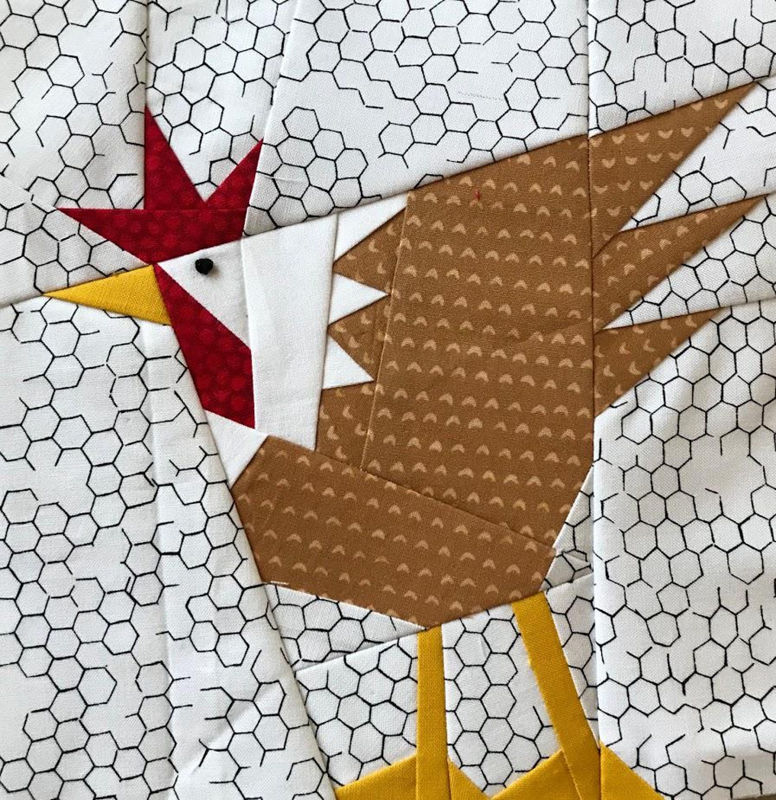 Chicken Paper Pieced Quilt Block Pattern: Rooster Design (PDF Download ...
