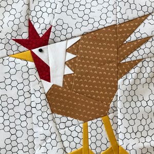 CHICKEN PAPER PIECED Block Pattern in pdf, Instant Download, Foundation Piecing Pattern, Rooster Block, Chicken, Pattern Made By Marney
