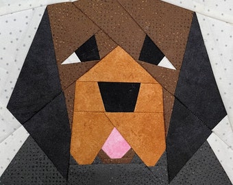 Newfoundland Dog Paper Pieced Block Pattern (PDF)