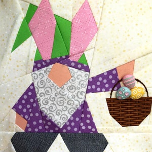 EASTER BUNNY GNOME Paper Pieced Block Pattern in pdf