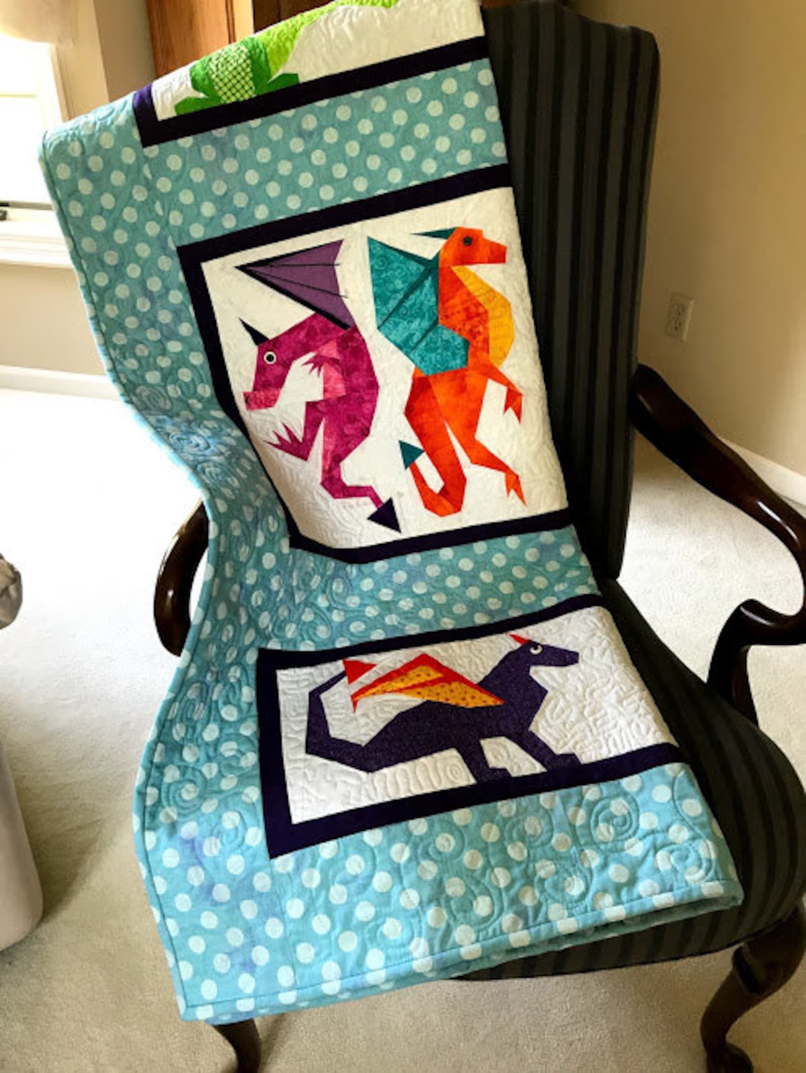 DRAGON QUILT Paper Pieced Pattern in PDF Etsy