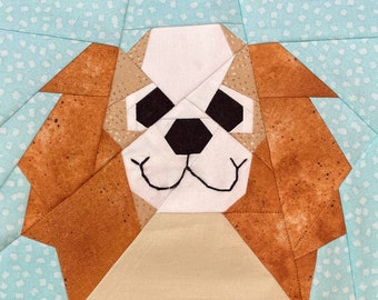 Cavalier Dog Blockmuster: Paper-Piecing-Quiltblock (PDF)